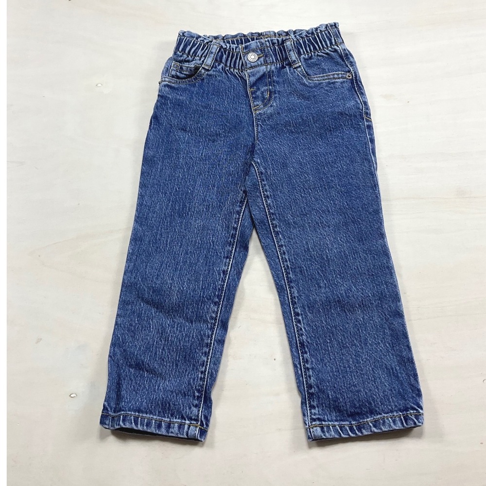 Cat & Jack Toddler Girls Blue Paperbag Waist Denim Jeans Size 3T Medium Wash